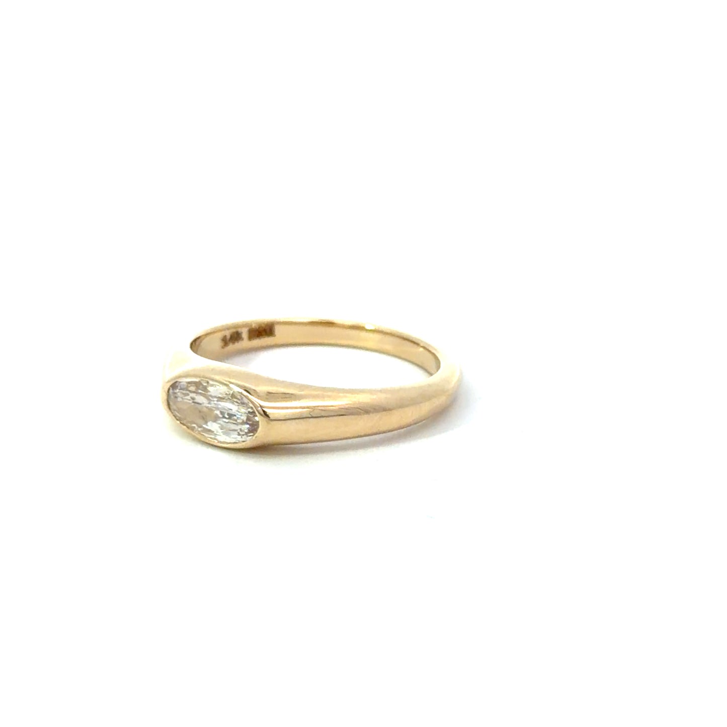 East-West Antique Oval .44 carat Natural Mined Diamond set East-West in a 14kt.Yellow Gold