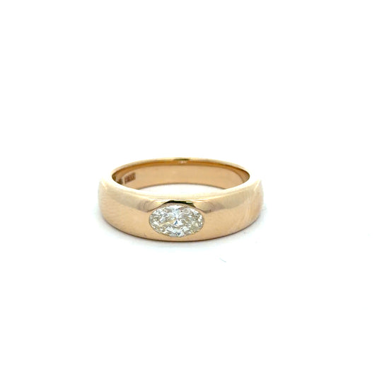 Signet Style 14Kt. Yellow Gold Ring with Natural Oval Brilliant Diamond weighing .51 carats
