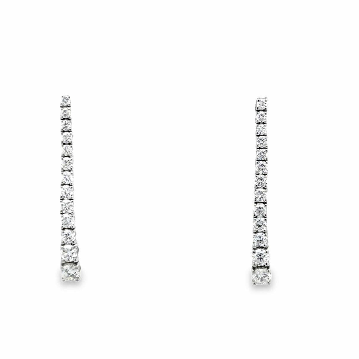 Lab Grown Drop Earrings in 14kt. White Gold weighing 1.85 carats
