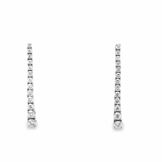 Lab Grown Drop Earrings in 14kt. White Gold weighing 1.85 carats