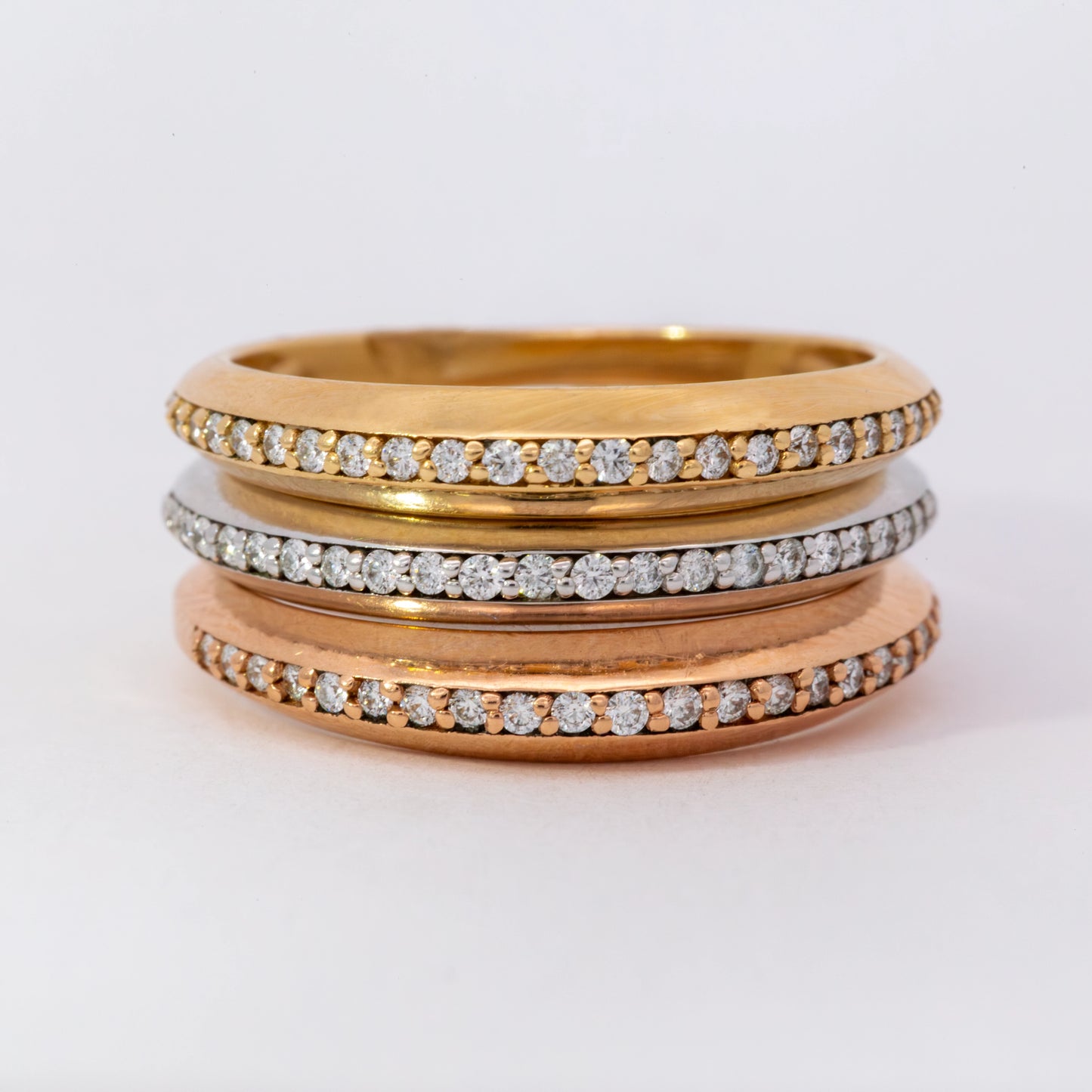 14kt Gold Diamond Domed Bands