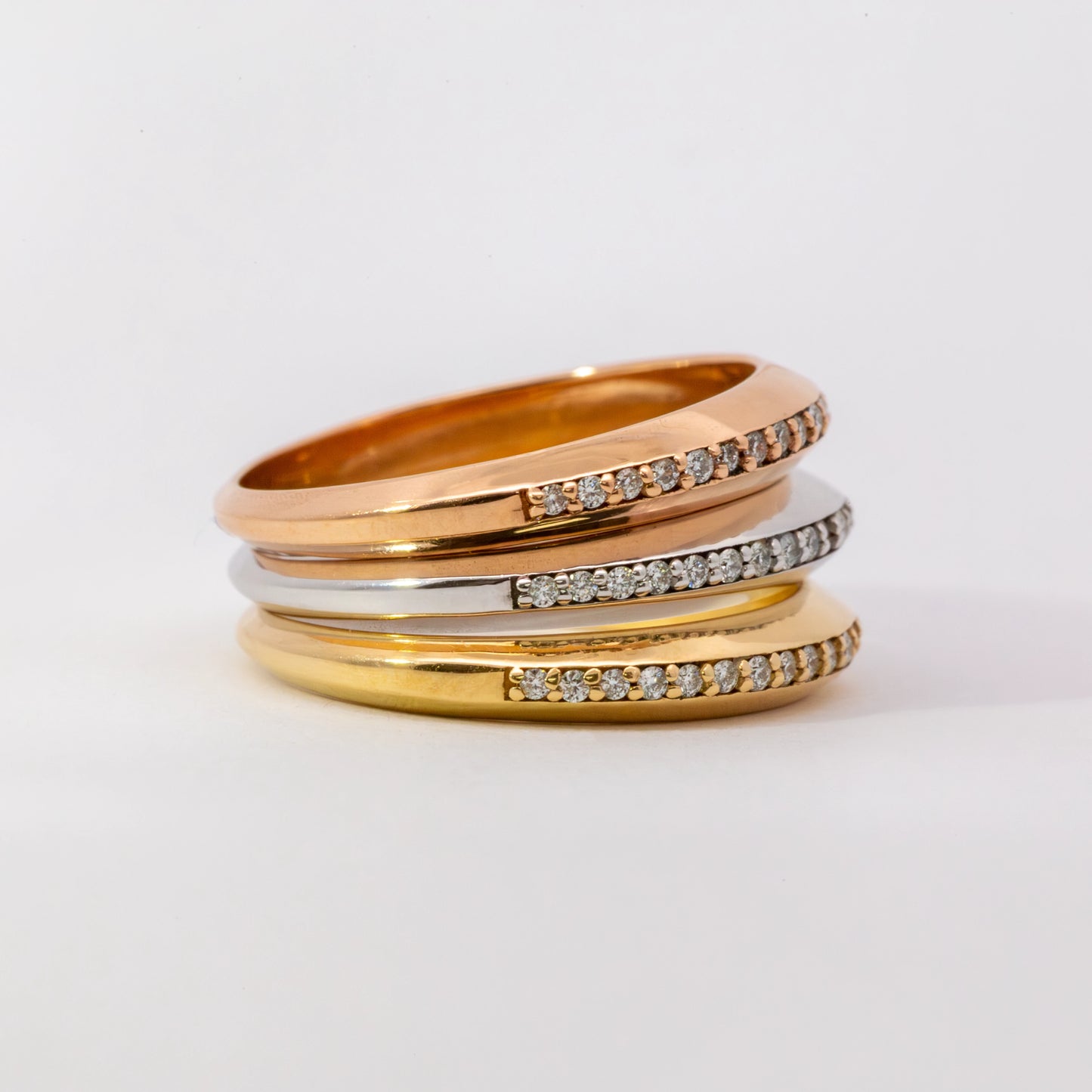 14kt Gold Diamond Domed Bands