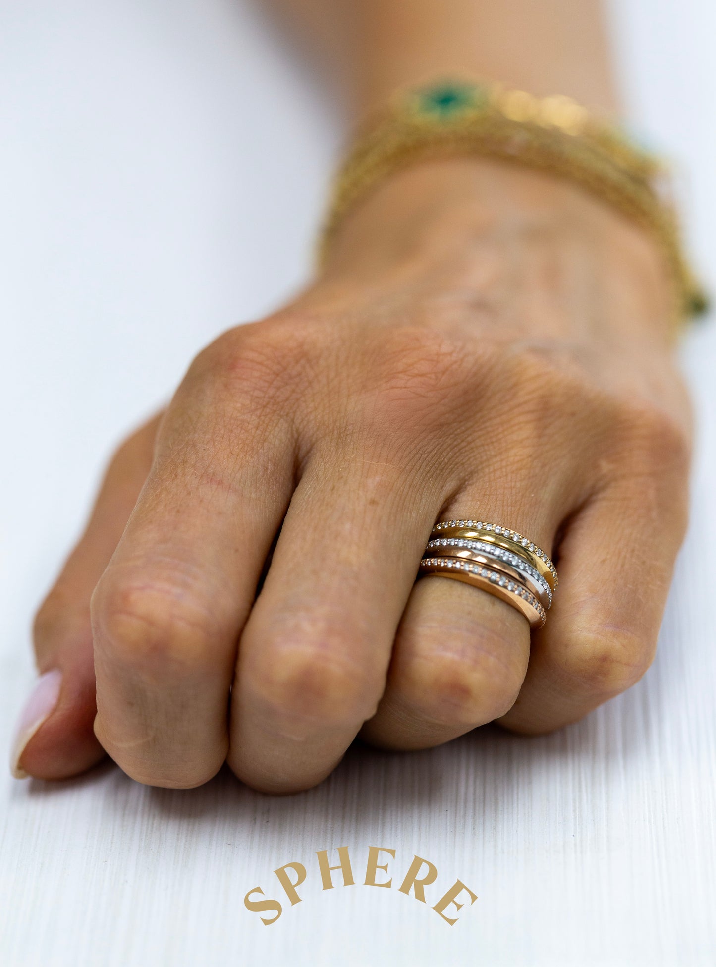 14kt Gold Diamond Domed Bands
