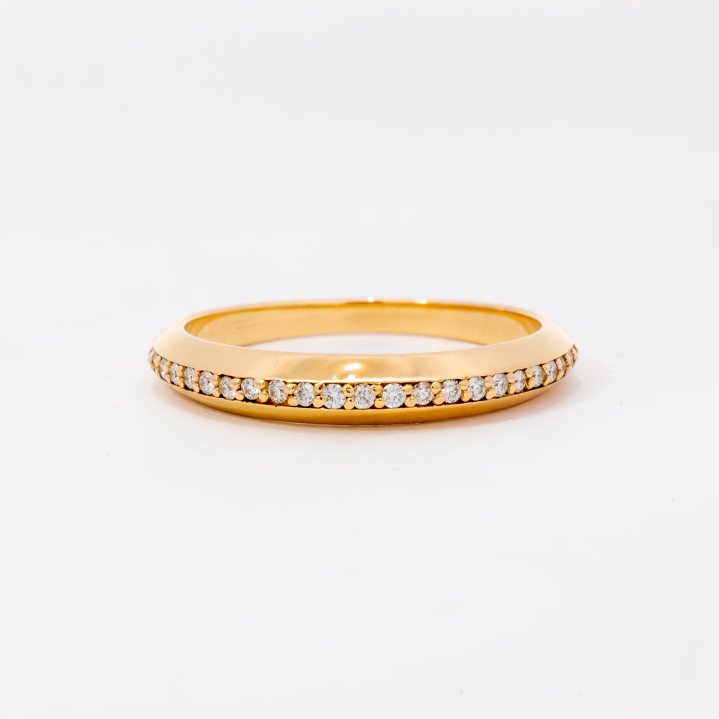 14kt Gold Diamond Domed Bands