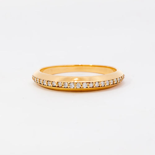14K Gold Diamond Domed Band