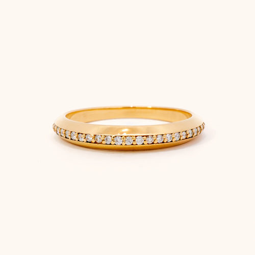 14K Gold Diamond Domed Band