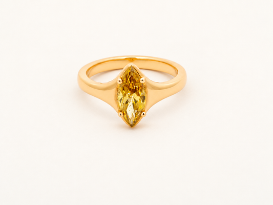 Natural Fancy Yellow-Brown Marquise Diamond Solitaire in 14K Yellow Gold