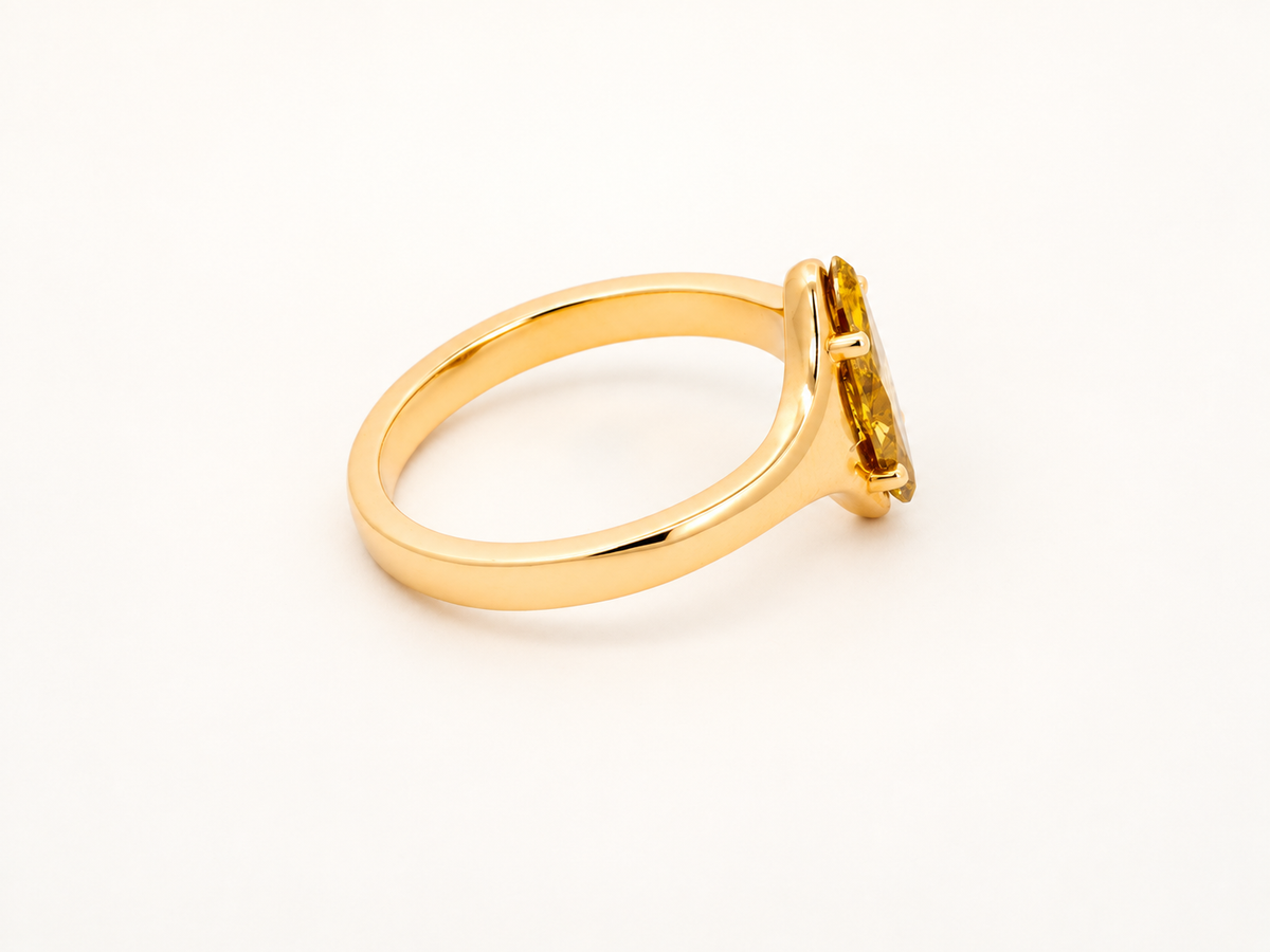 Natural Fancy Yellow-Brown Marquise Diamond Solitaire in 14K Yellow Gold