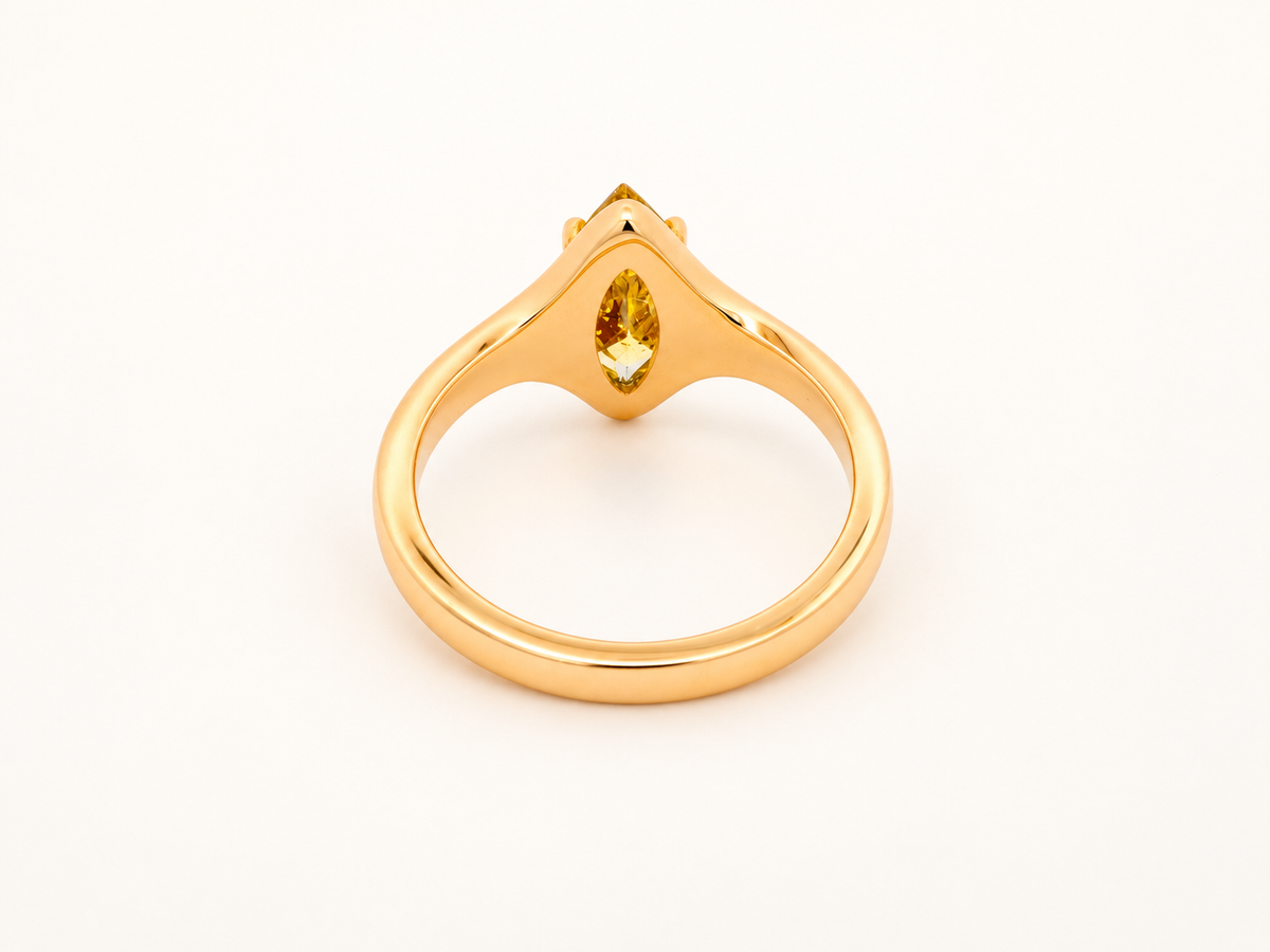 Natural Fancy Yellow-Brown Marquise Diamond Solitaire in 14K Yellow Gold