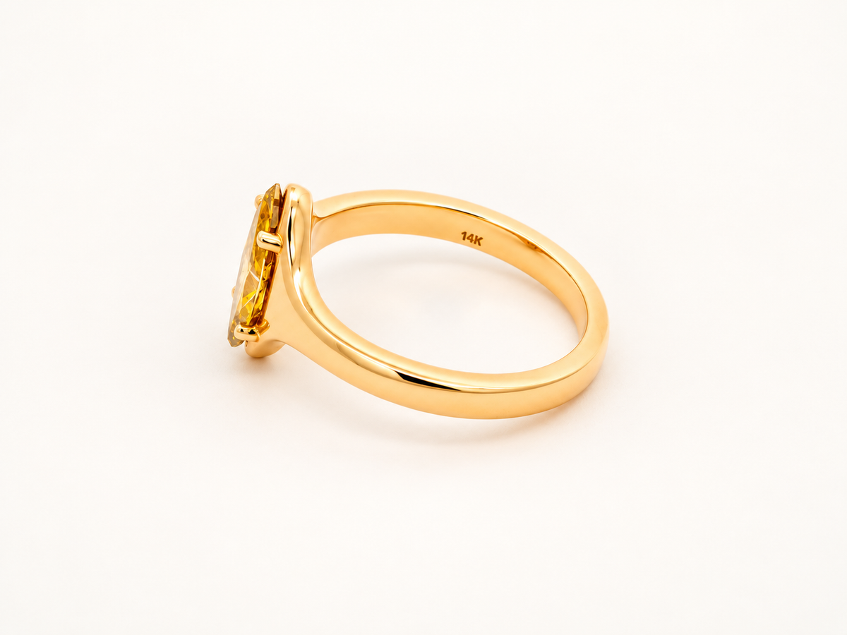 Natural Fancy Yellow-Brown Marquise Diamond Solitaire in 14K Yellow Gold