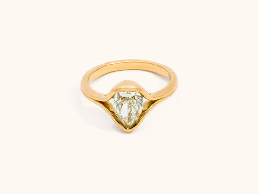 Natural Fancy Yellow Pear-Shaped Diamond Solitaire in 18K Yellow Gold