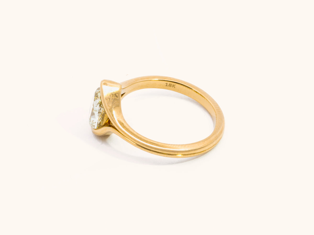 Natural Fancy Yellow Pear-Shaped Diamond Solitaire in 18K Yellow Gold