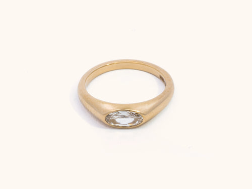 East-West Antique Oval Diamond Ring in 14K Yellow Gold