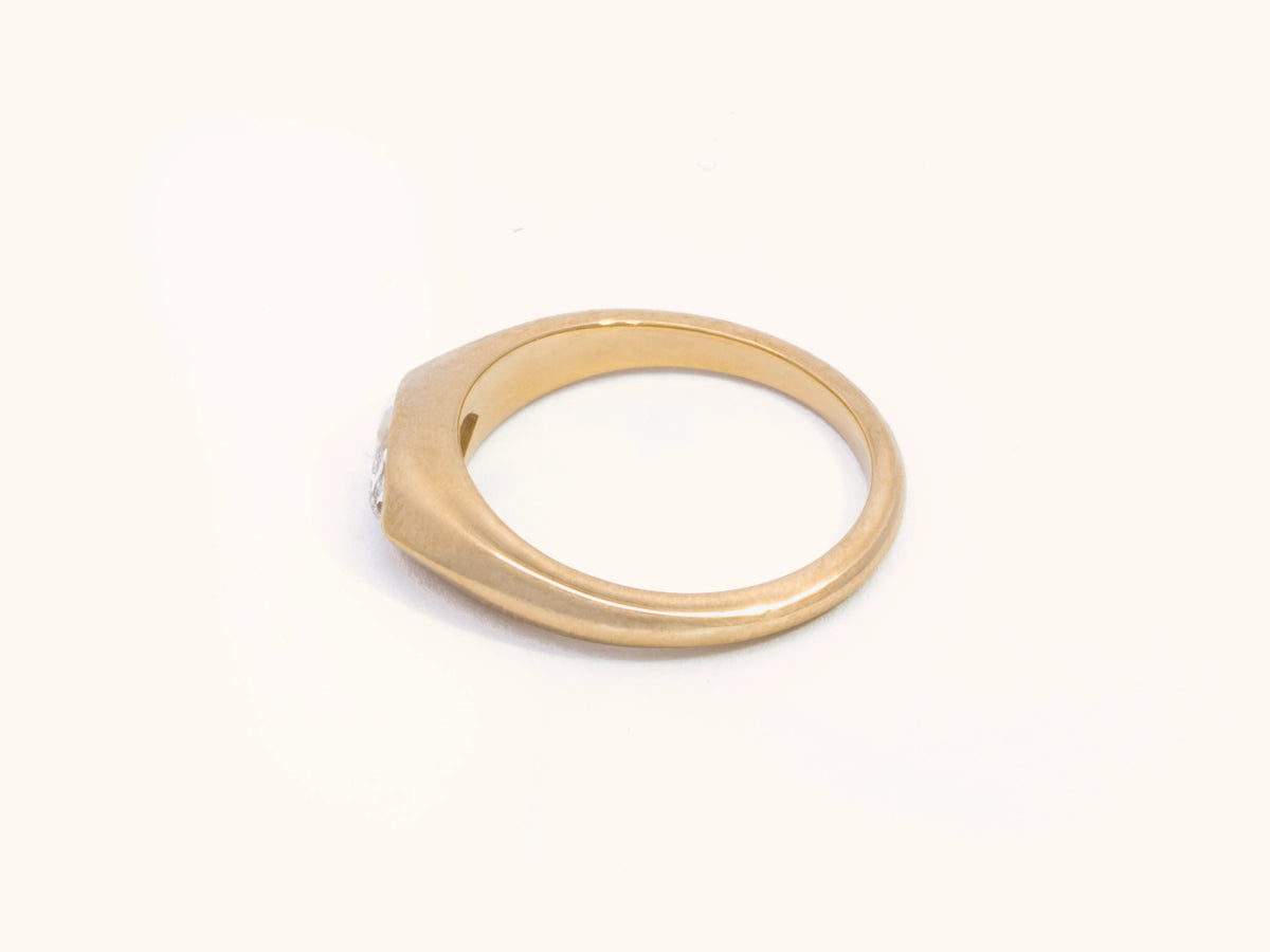 East-West Marquise Diamond Signet Ring in 14K Yellow Gold