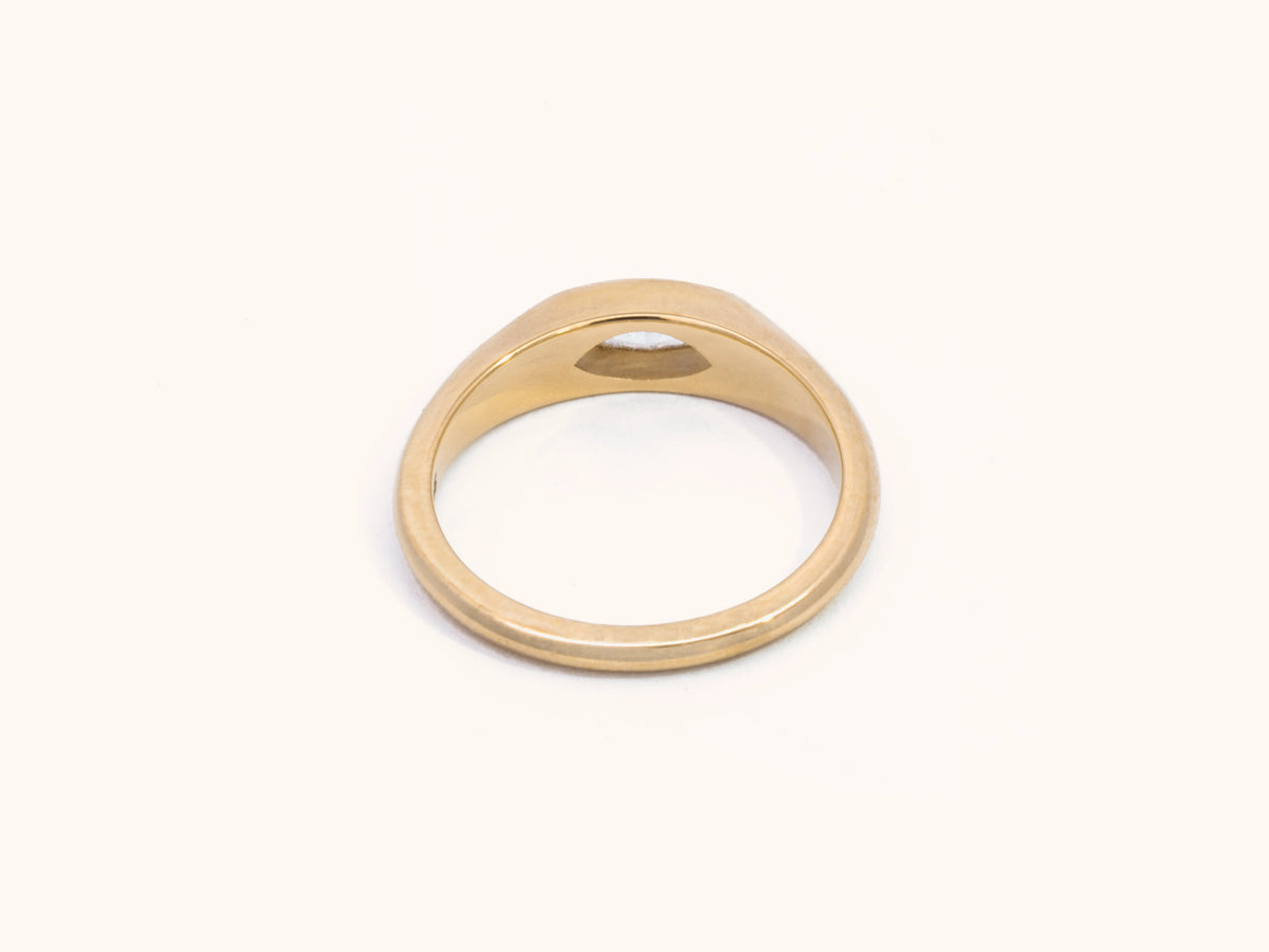 East-West Marquise Diamond Signet Ring in 14K Yellow Gold