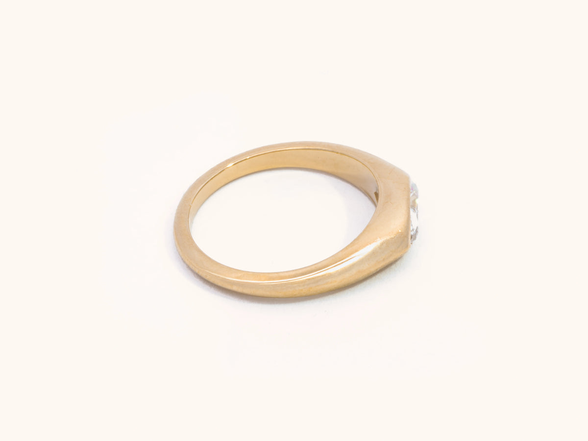 East-West Marquise Diamond Signet Ring in 14K Yellow Gold