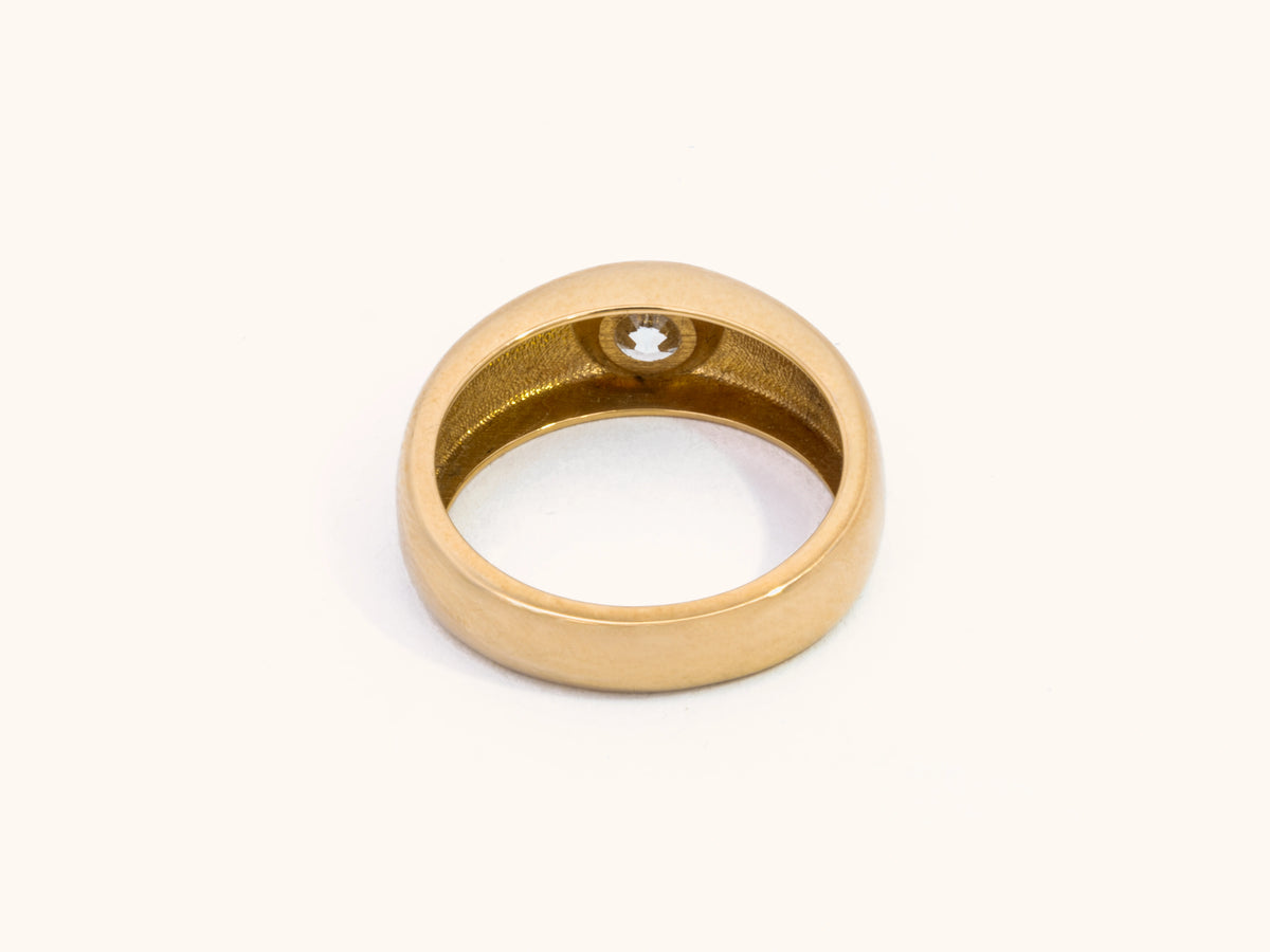 0.47 Carat Natural Diamond Signet Ring in 14K Yellow Gold