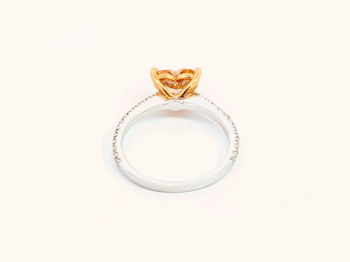 Natural Fancy Brown-Yellow Heart Diamond Ring in 18K Two-Tone Gold