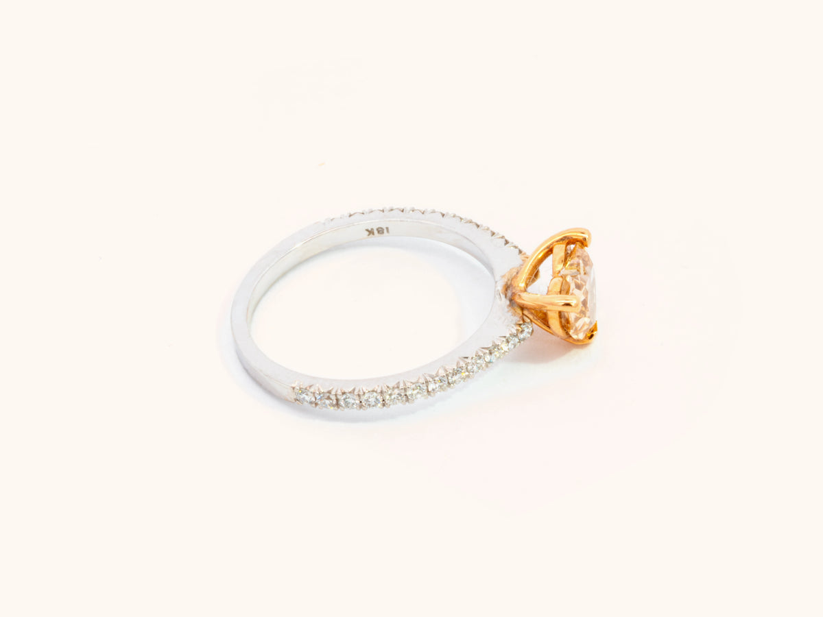 Natural Fancy Brown-Yellow Heart Diamond Ring in 18K Two-Tone Gold
