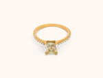 Natural Fancy Yellow Cushion Diamond Engagement Ring in 18K Yellow Gold
