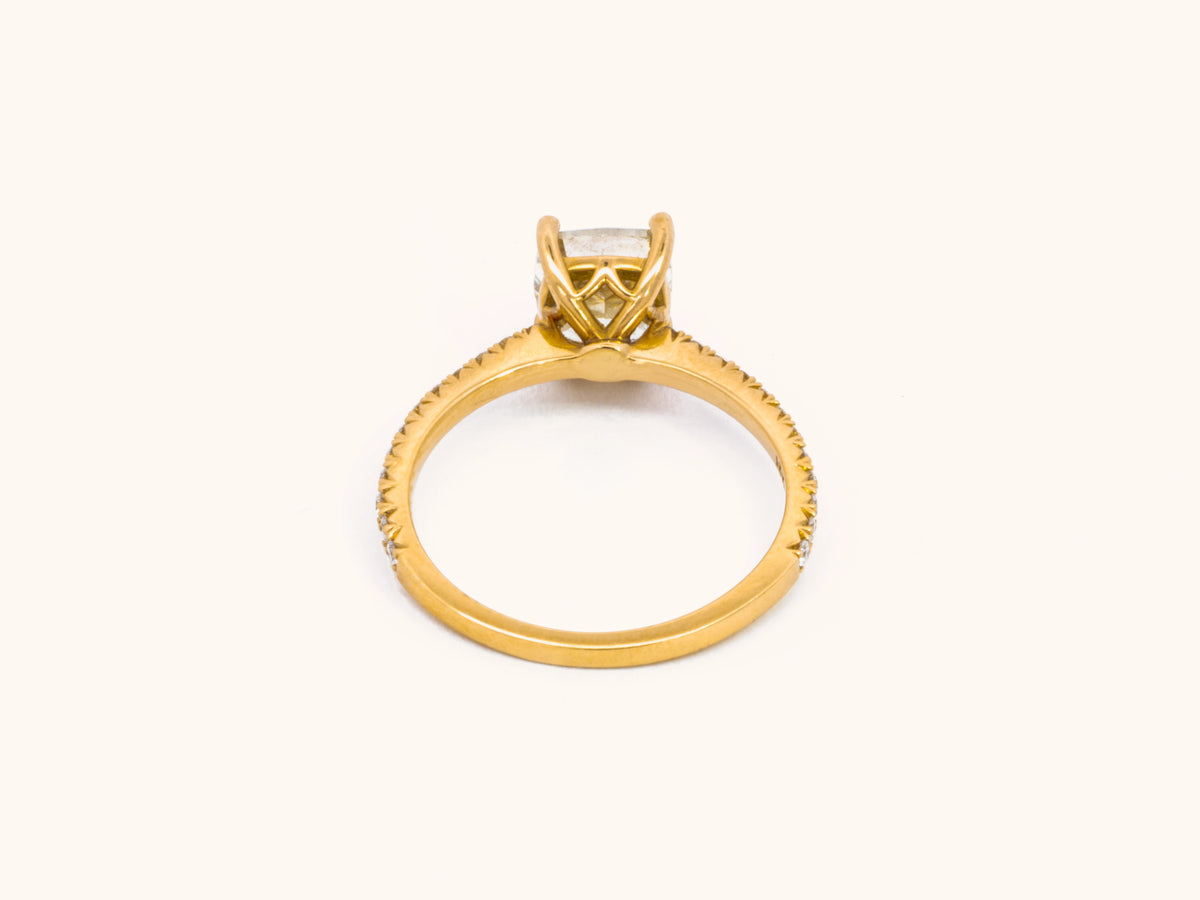 Natural Fancy Yellow Cushion Diamond Engagement Ring in 18K Yellow Gold