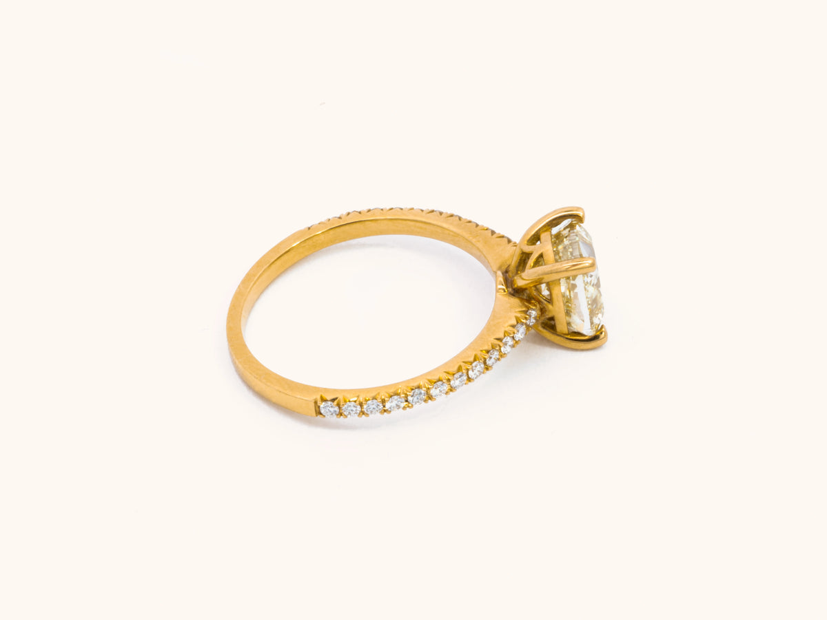 Natural Fancy Yellow Cushion Diamond Engagement Ring in 18K Yellow Gold