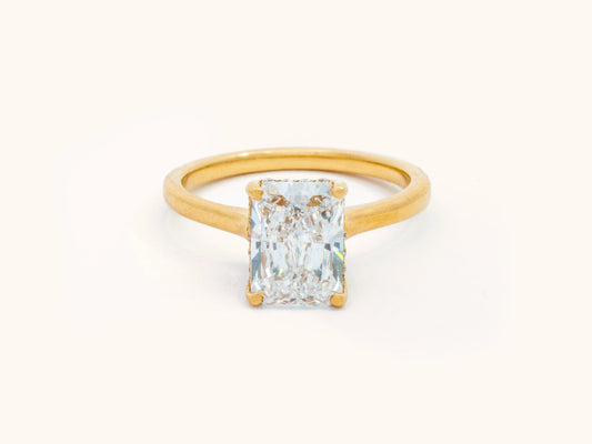 Lab-Grown Radiant Diamond Hidden Halo Ring in 18K Yellow Gold