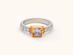Natural Pink-Brown Princess-Cut Diamond Ring in Platinum and 18K Rose Gold