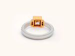 Natural Pink-Brown Princess-Cut Diamond Ring in Platinum and 18K Rose Gold