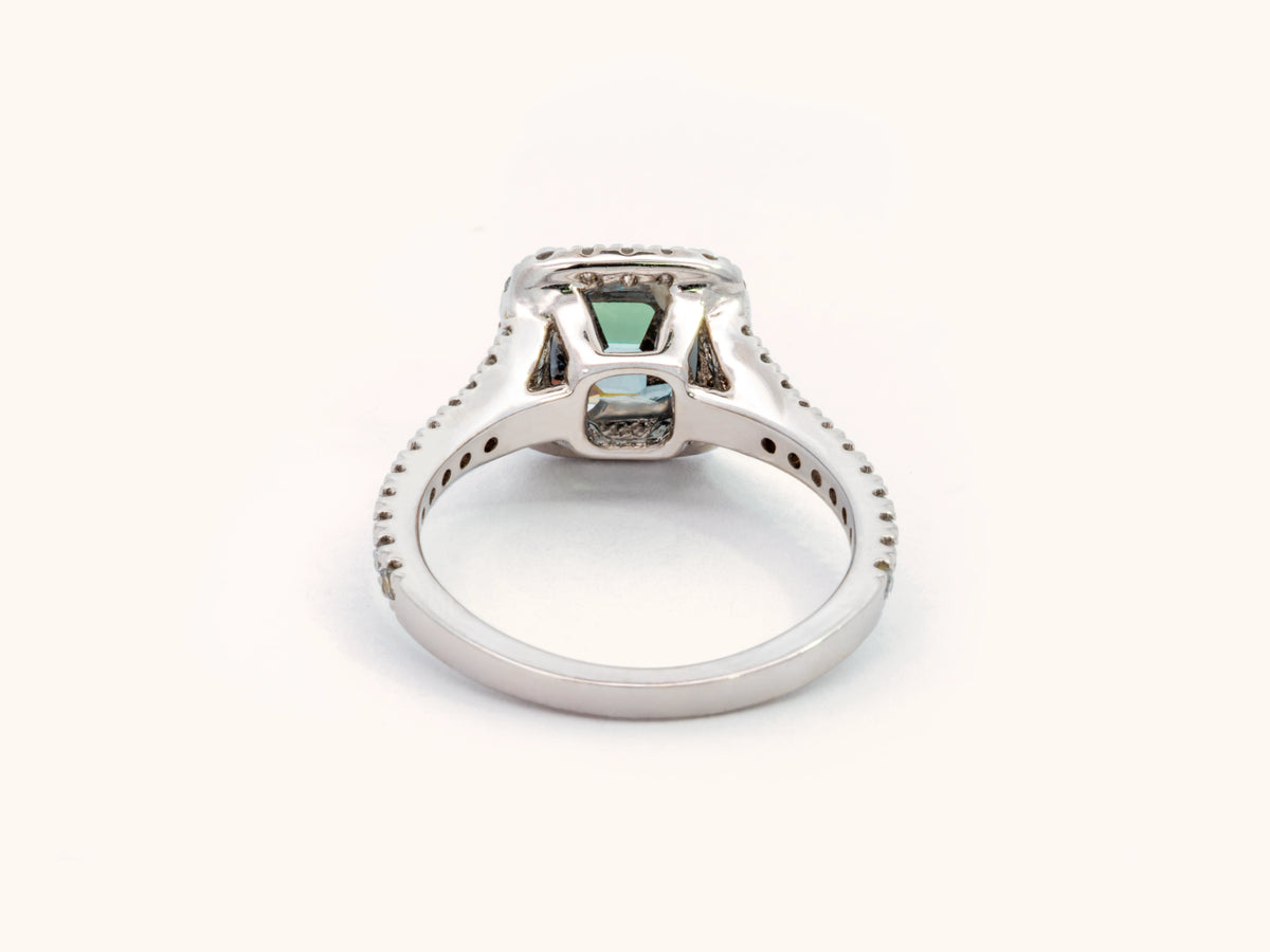 Fancy Dark Blue Lab-Grown Diamond Halo Ring in 14K White Gold