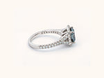 Fancy Dark Blue Lab-Grown Diamond Halo Ring in 14K White Gold