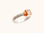 Natural Pink-Brown Princess-Cut Diamond Ring in Platinum and 18K Rose Gold