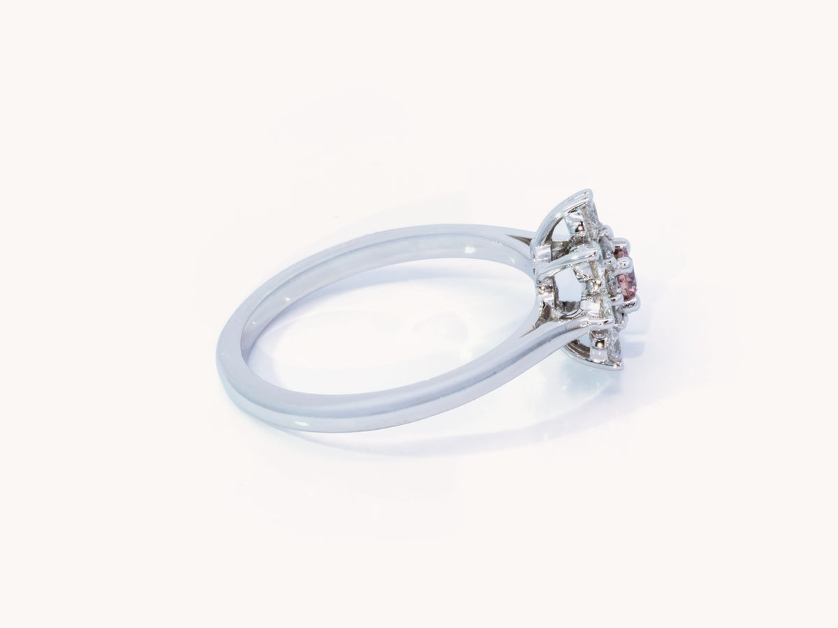 Natural Fancy Pink Diamond Cluster Ring in 18K Gold