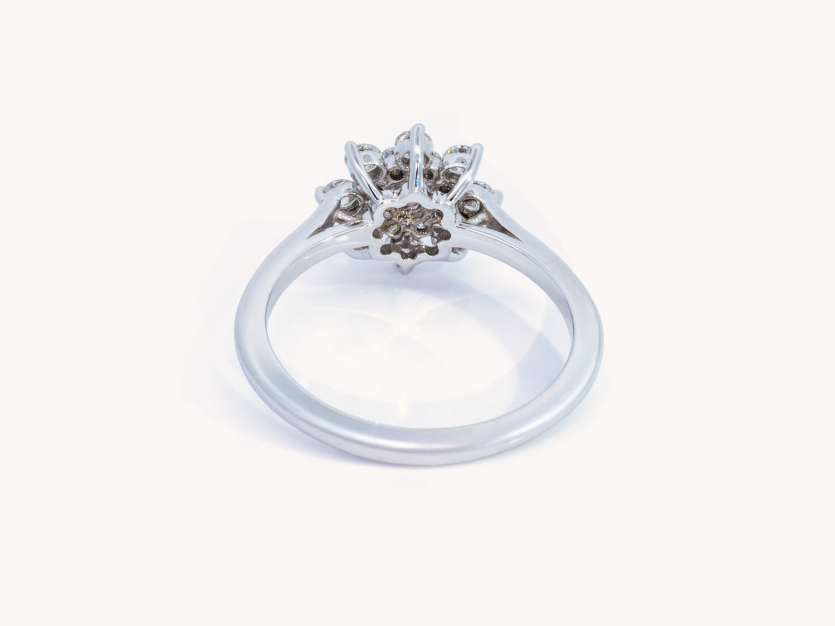 Natural Fancy Pink Diamond Cluster Ring in 18K Gold