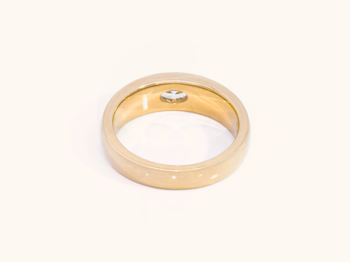 Oval Diamond Signet Ring in 14K Yellow Gold