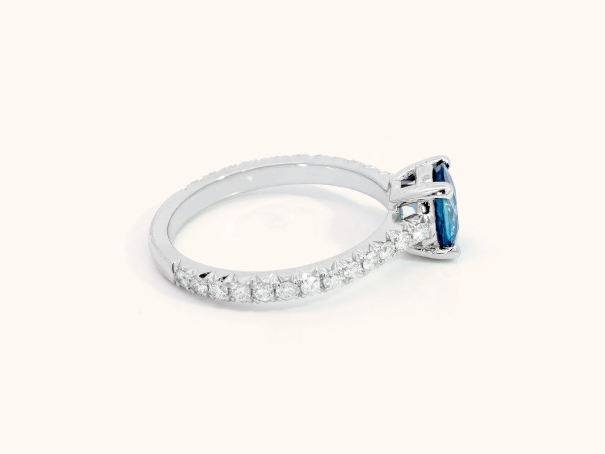 1.14 Carat Unheated Ceylon Sapphire and Diamond Cathedral Ring in Platinum