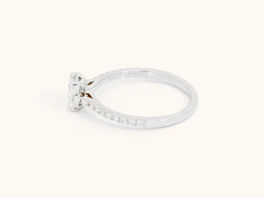 Square Emerald-Cut Diamond Engagement Ring in 18K White Gold