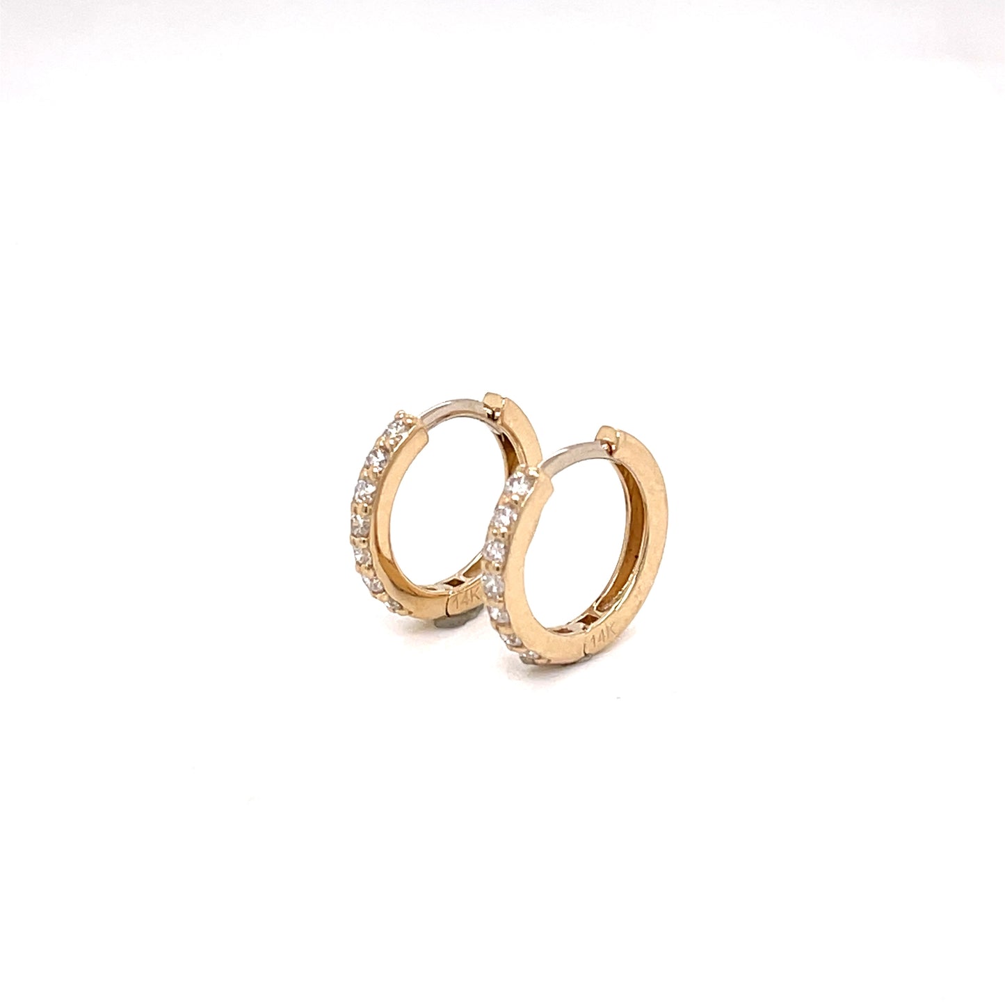 Petite Yellow Gold Diamond Hoops - FlawlessCarat