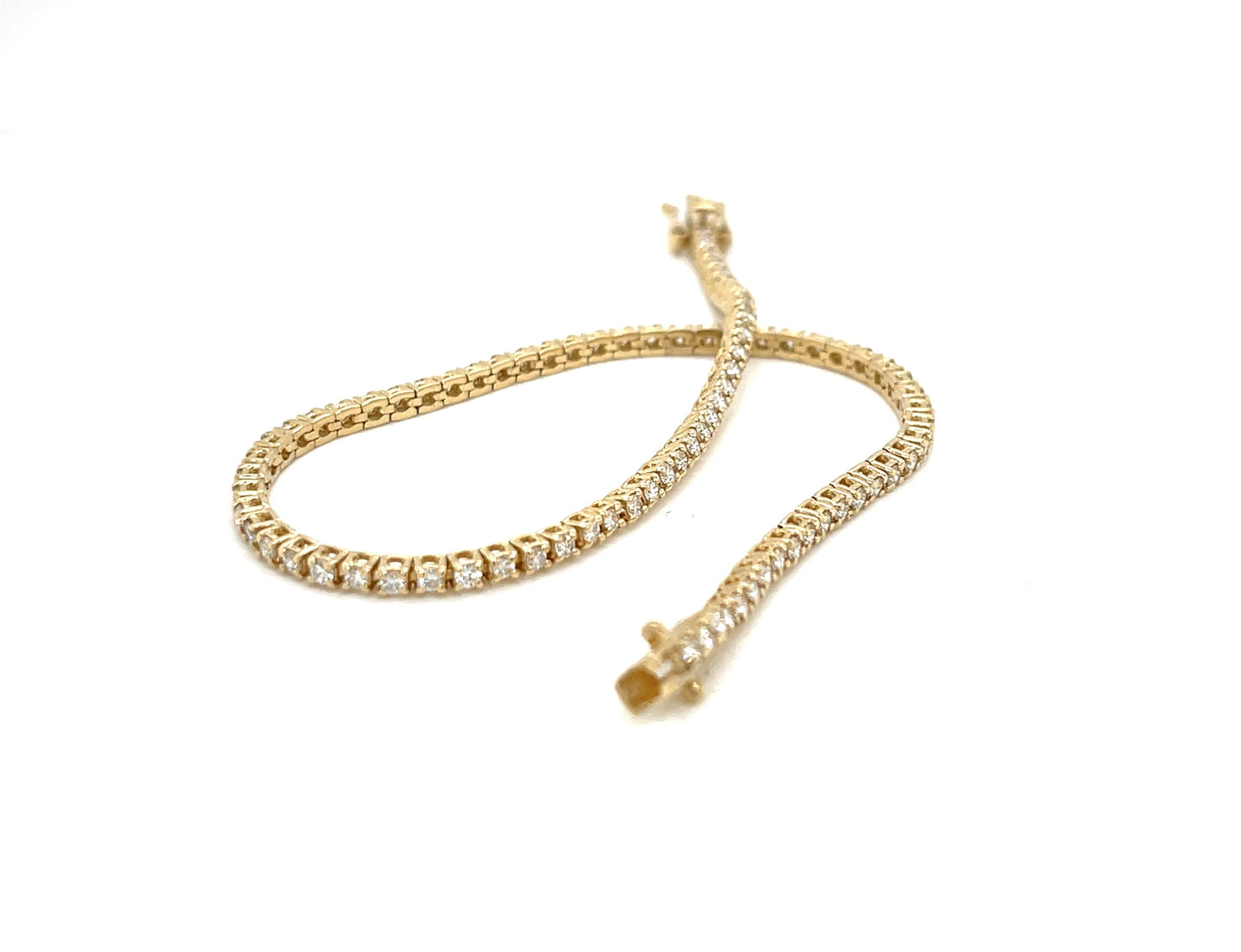 Yellow Gold Straight Line Tennis Bracelet - FlawlessCarat