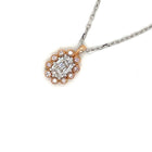 Cushion Cut Diamond Halo Pendant in 18 Karat Rose Gold with Light Pink Round Diamond Accents - Flower Shaped Pendant - FlawlessCarat