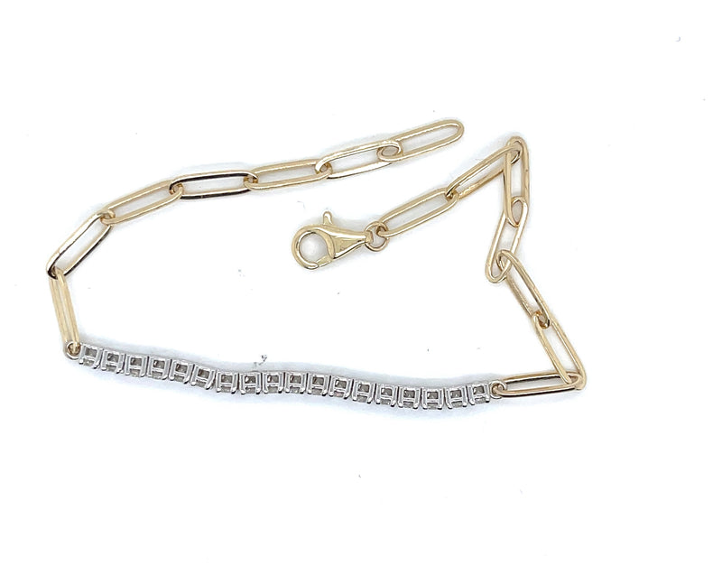 Paperclip and Diamond Link Bracelet - FlawlessCarat