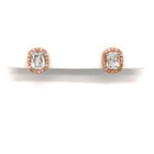 18 Karat Pink Gold Halo Earrings .93 Carats Cushion Brilliant Diamonds .14 Carats Pink Round Diamonds - FlawlessCarat