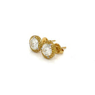 Round Diamond Stud Earrings with Halo in 18 Karat Gold - FlawlessCarat
