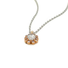 Cushion Cut Diamond Halo Pendant in 18 Karat Rose Gold with Light Pink Round Diamond Accents - Flower Shaped Pendant - FlawlessCarat