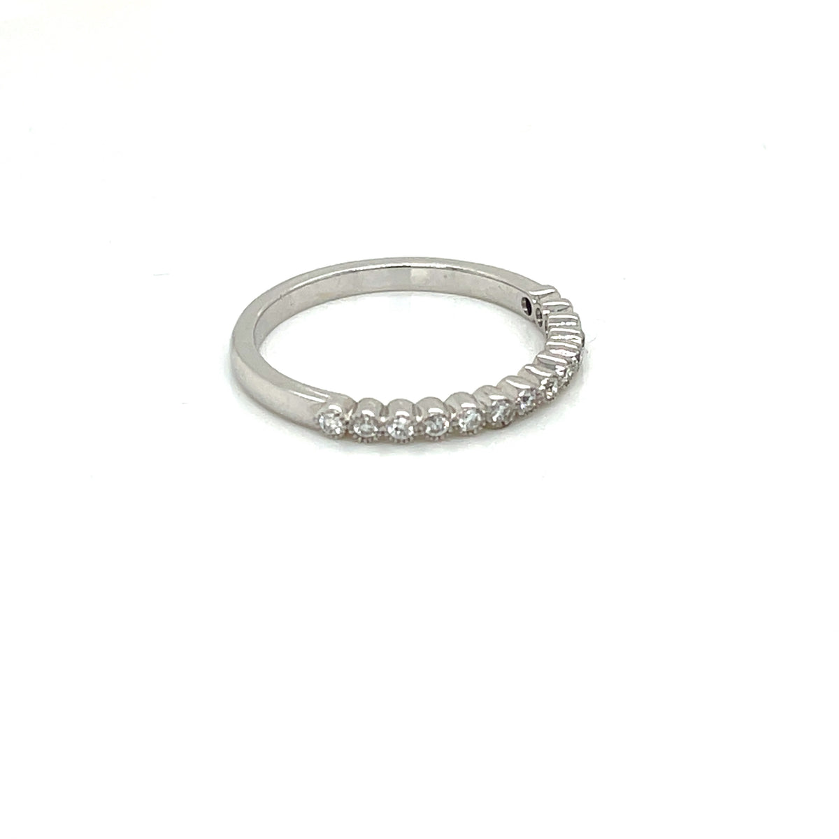 White Gold Diamond Bezel Wedding Band - FlawlessCarat