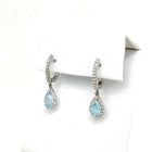 18 kt.  White Gold Aquamarine and Diamond Halo Earrings - FlawlessCarat