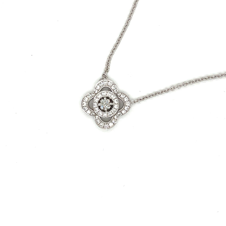 Princess Cut DiamondHalo Pendant with Light Green Center Diamond and Round White Diamond Accents - Flower Shaped Pendant