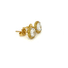 Round Diamond Stud Earrings with Halo in 18 Karat Gold - FlawlessCarat