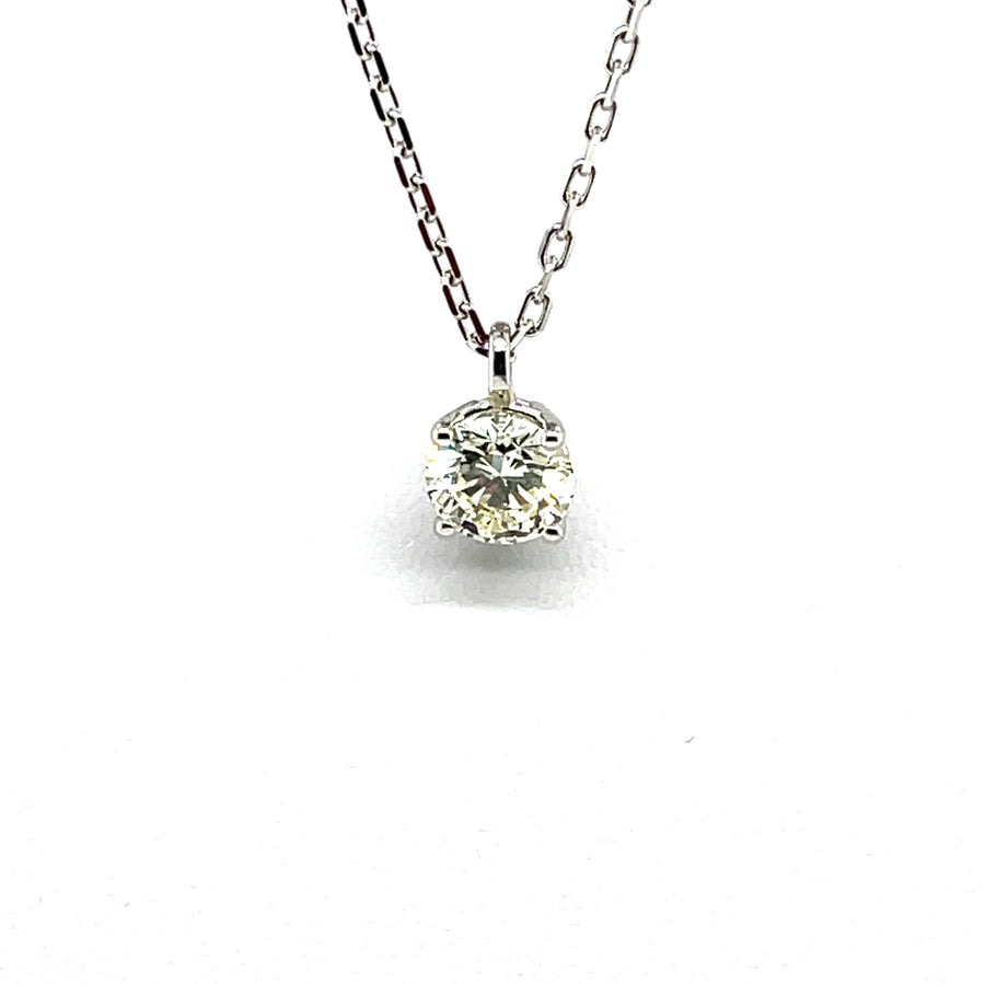 Four-Prong Round Diamond Solitaire Pendant in 14K White Gold