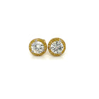 Round Diamond Stud Earrings with Halo in 18 Karat Gold - FlawlessCarat